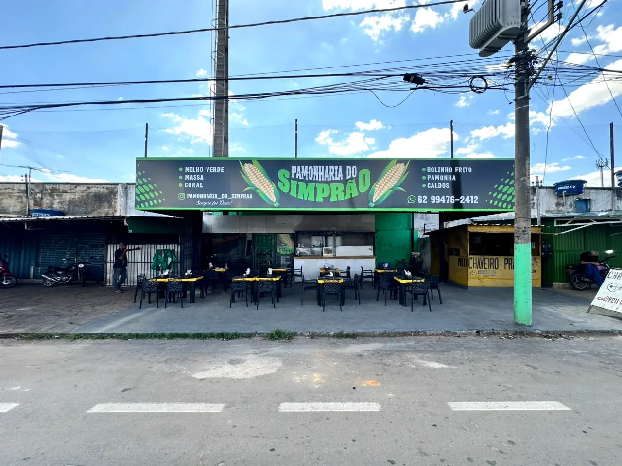 Fachada real da Pamonharia do Simprão na Avenida Pedro Ludovico em Anápolis